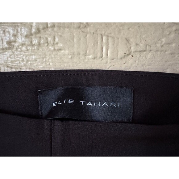 Elie Tahari women Crepe Button Straight Leg Trouser Pant sz 6 Black 31" ins $295 - Picture 8 of 10
